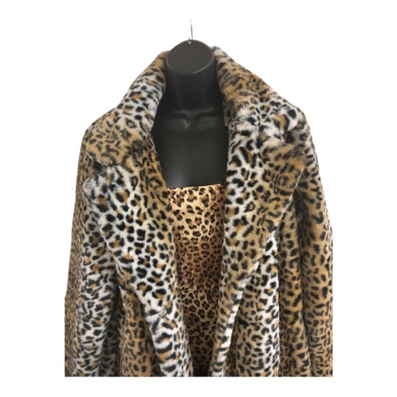 Stoosh glamorous diva cheetah spotted leopard print luxe faux fur coat size L - Picture 7 of 12